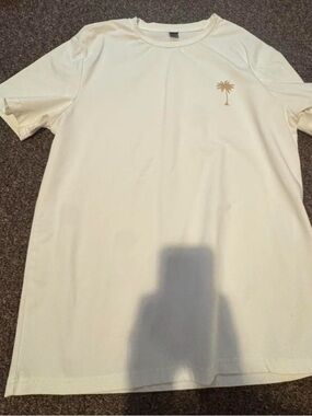 SHEIN Cream Short Sleeve Tee with Tan Palm Logo